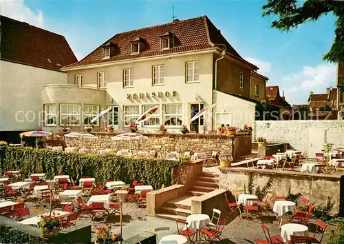 AK / Ansichtskarte Rodenkirchen_Koeln Hotel Cafe Rest. Der Kahlshof Aussenansicht m. Terrasse Rodenkirchen Koeln