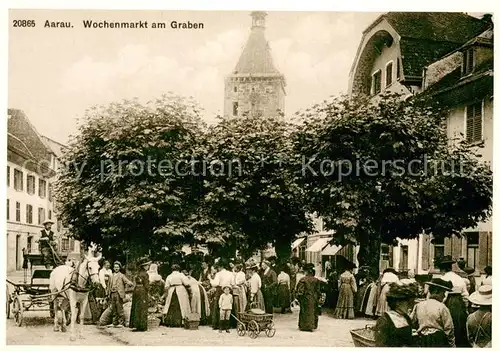 AK / Ansichtskarte Aarau_AG Wochenmarktam Graben um 1890 Aarau_AG