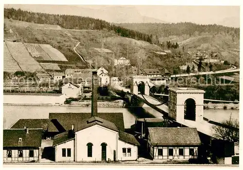AK / Ansichtskarte Aarau_AG Kettenbruecke u. Leuchtgas Fabrik um 1850 Aarau_AG