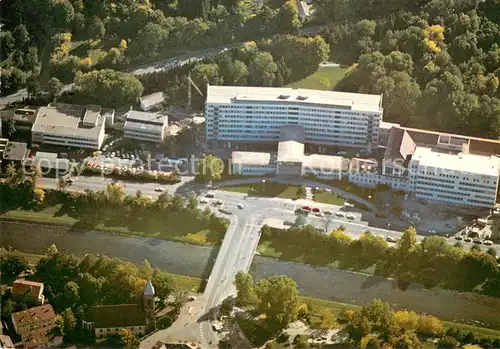 AK / Ansichtskarte Pforzheim Fliegeraufnahme staedt. Krankenhaus Altstaedter Bruecke u. Altstadtkirche St. Martin Pforzheim