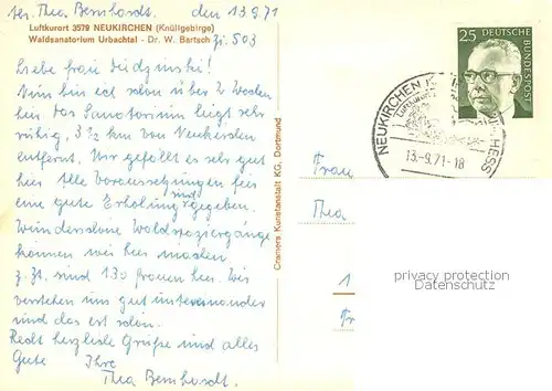 AK / Ansichtskarte Neukirchen_Knuellgebirge Waldsanatorium Urbachtal Gastraeume Neukirchen Knuellgebirge