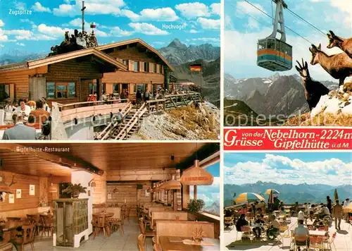 AK / Ansichtskarte Oberstdorf Nebelhornbahn Gipfelhuette Restaurant Terrasse Seilbahn Oberstdorf