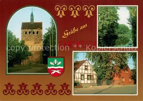 AK / Ansichtskarte Samswegen Ev Kirche Torfstich Breite Strasse Samswegen