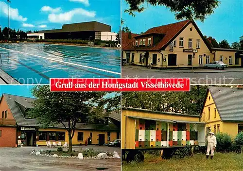 AK / Ansichtskarte Visselhoevede Schwimmbad Gaststaette Haus am Markt Imker Visselhoevede