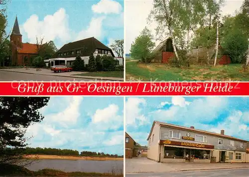 AK / Ansichtskarte Gross_Oesingen Kirche Baeckerei Ernst Cordes Lueneburger Heidelandschaft Gross Oesingen