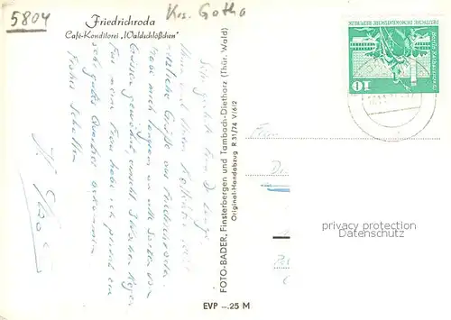 AK / Ansichtskarte Friedrichroda Cafe Konditorei Waldschloesschen Friedrichroda
