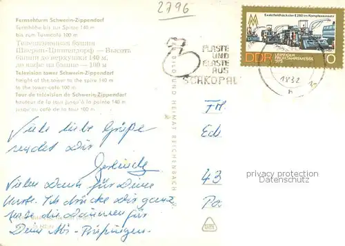 AK / Ansichtskarte Zippendorf Fernsehturm Turmcafe Details Zippendorf