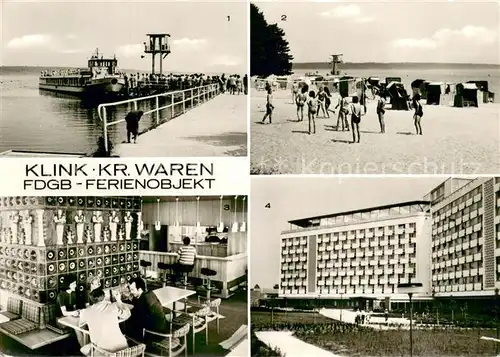 AK / Ansichtskarte Waren_Klink FDGB Ferienobjekt An der Mole Badestrand Dachcafe Erholungsheim Herbert Warnke Waren Klink