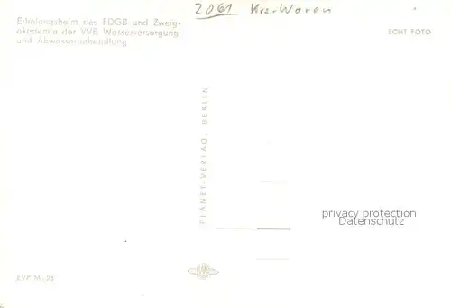 AK / Ansichtskarte Klink_Waren Schloss Klink Erholungsheim des FDGB und Zweigakademie Klink Waren