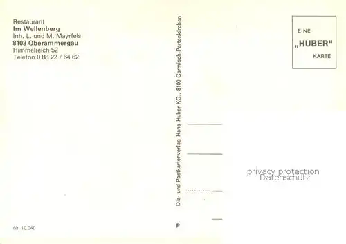 AK / Ansichtskarte Oberammergau Restaurant Im Wellenberg Oberammergau