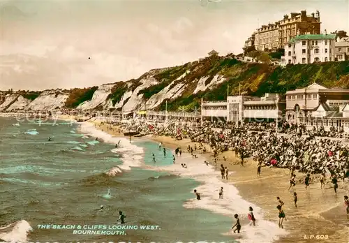 AK / Ansichtskarte Bournemouth The Beach and Cliffs looking West Bournemouth