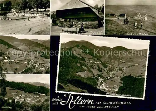 AK / Ansichtskarte Aitern Freibad Bauernhof Trachten Belchenblick Teilansicht Siedlung  Aitern