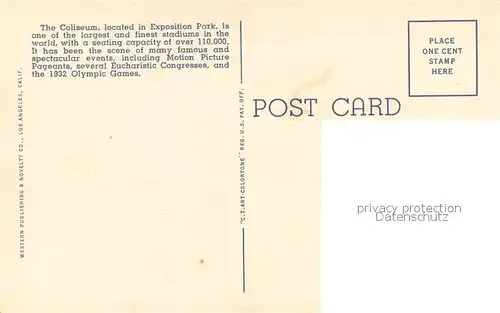 AK / Ansichtskarte Los_Angeles_California Coliseum  Exposition Park 
