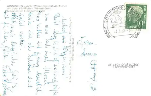 AK / Ansichtskarte Winningen_Mosel Gesamtansicht m. Mosel Winningen Mosel