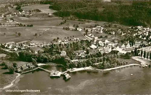 AK / Ansichtskarte Unteruhldingen_Bodensee Fliegeraufnahme Pfahlbauten 