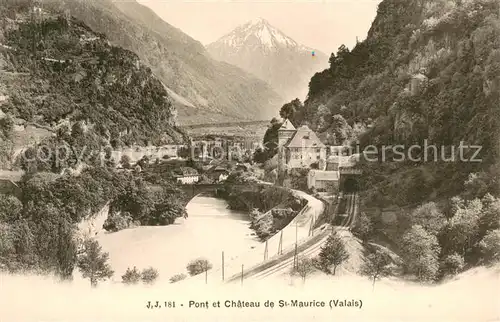 AK / Ansichtskarte St_Maurice__Valais_VS Pont et Chateau de St Maurice 
