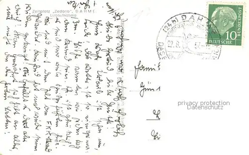 AK / Ansichtskarte Dahme__Ostseebad_Holstein Fliegeraufnahme Zeltplatz Zedano 