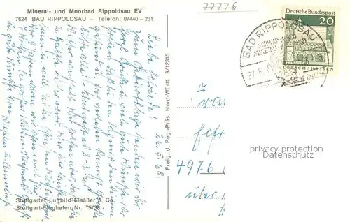 AK / Ansichtskarte Bad_Rippoldsau_Schwarzwald Fliegeraufnahme Gesamtansicht Bad_Rippoldsau