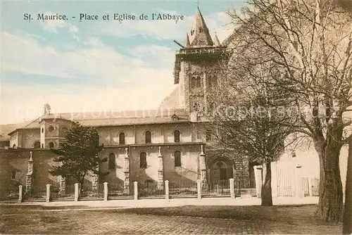 AK / Ansichtskarte St_Maurice__Valais_VS Place et Eglise de l Abbaye 