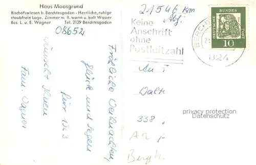 AK / Ansichtskarte Bischofswiesen Haus Moosgrund Aussenansicht Bischofswiesen