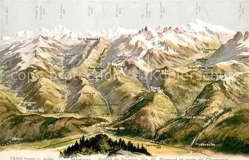 AK / Ansichtskarte Martigny__Martinaco_VS Vallee de Bagnes Grand St Bernard et route de Chamonix 