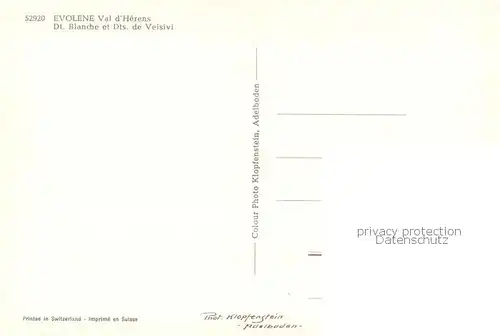 AK / Ansichtskarte Evolene_VS Val dHerens Dt Blanche et Dents de Veisivi 