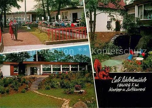AK / Ansichtskarte Bad_Iburg Cafe Schlossmuehle Terrasse Garten Bad_Iburg