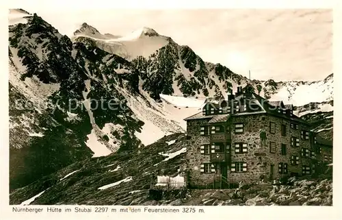 AK / Ansichtskarte Nuernbergerhuette_2297m_Stubaital_AT Aussenansicht m. Feuersteinen 