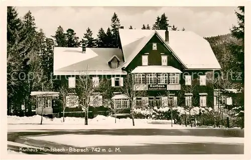 AK / Ansichtskarte Biberach_Baden Kurhaus Hundsbach Aussenansicht Winter Schnee Biberach_Baden