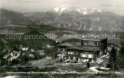 AK / Ansichtskarte Semmering_Niederoesterreich Liechtensteinhaus am Hirschenkopf Schneeberg Semmering