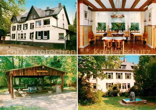 AK / Ansichtskarte Herscheid_Sauerland Schullandheim Haus Habbel Gaststube Huette Brunnen Herscheid_Sauerland