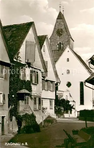 AK / Ansichtskarte Hagnau_Bodensee Teilansicht Gasse Kirchturm Hagnau Bodensee