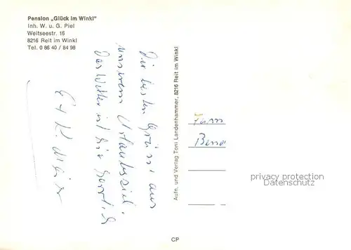 AK / Ansichtskarte Reit_Winkl Pension Glueck im Winkl Reit_Winkl