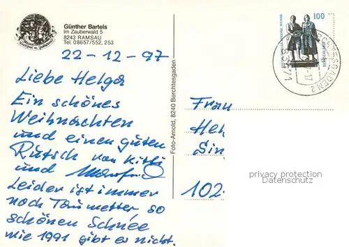 AK / Ansichtskarte Ramsau_Berchtesgaden Gasthaus Guenter Bartels Ramsau Berchtesgaden