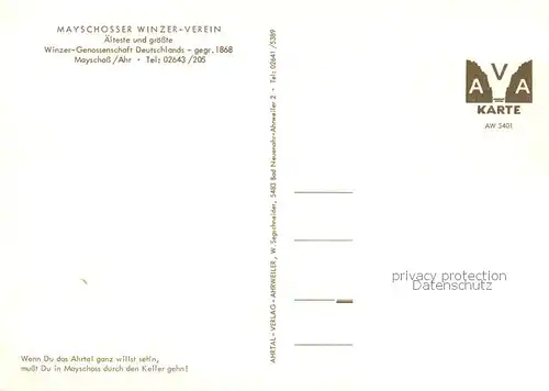AK / Ansichtskarte Mayschoss Winzer Verein Mayschoss Gastraum Mayschoss