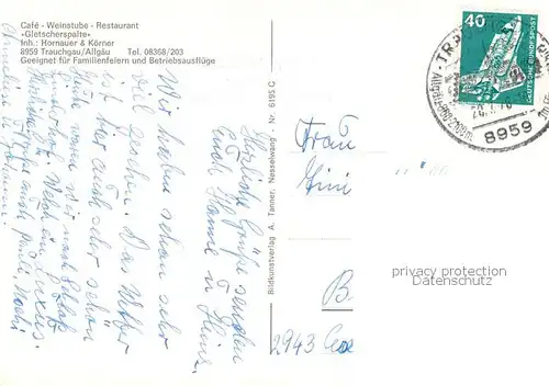 AK / Ansichtskarte Trauchgau Cafe Weinhaus Gletscherspalte Schloss Neuschwanstein Poellatschlucht Bannwaldsee Schloss Hohenschwangau Tegelbergbahn Geiselstein Trauchgau