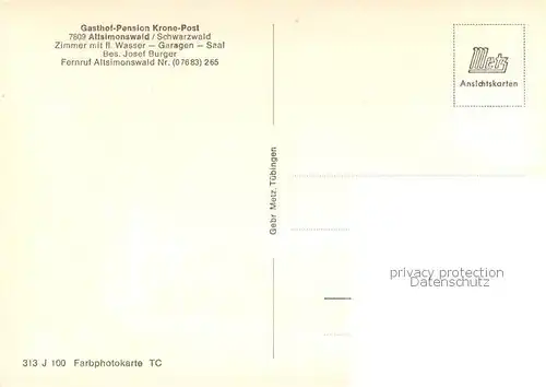 AK / Ansichtskarte Altsimonswald Gasthof Pension Krone Post Altsimonswald
