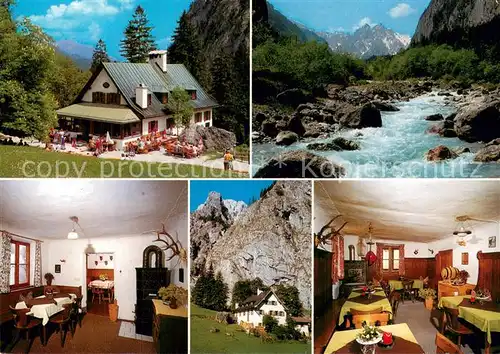 AK / Ansichtskarte Ramsau_Berchtesgaden Berggaststaette Wimbachschloss im Wimbachtal Gastraeume Panorama Ramsau Berchtesgaden