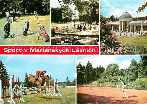 AK / Ansichtskarte Marianske_Lazne Sport v Marianskych Laznich Golf Springreiten Tennis Marianske_Lazne
