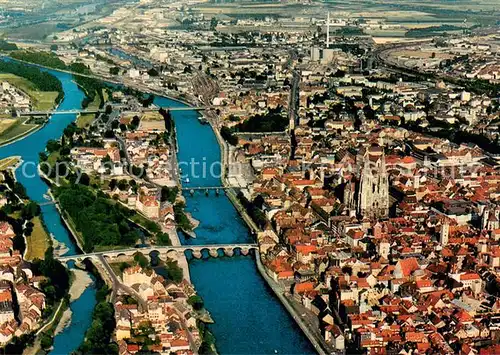 AK / Ansichtskarte Regensburg Zusammenfluss von Donau Iller und Ilz Fliegeraufnahme Regensburg