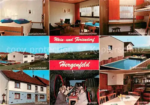 AK / Ansichtskarte Hergenfeld Gasthaus und Weingut Lang Schlafzimmer Wohn und Kinderzimmer Ferienhaeuser Schwimmbad Gasthaus Weinprobe Gastzimmer Hergenfeld