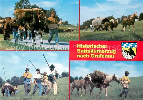 AK / Ansichtskarte Grafenau_Niederbayern Historischer Salzsaeumerzug nach Grafenau Details Grafenau Niederbayern