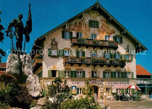 AK / Ansichtskarte Kochel_See Schmied von Kochel Denkmal Gasthof zur Post Kochel_See