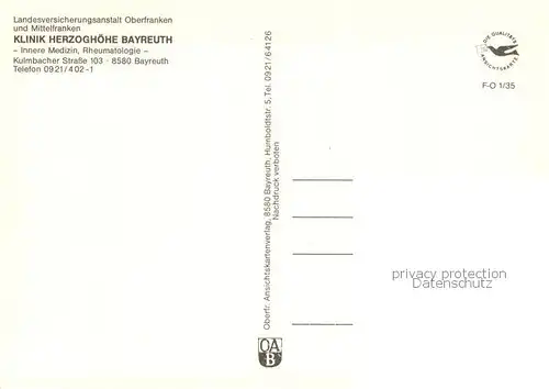 AK / Ansichtskarte Bayreuth Klinik Herzoghoehe Bayreuth