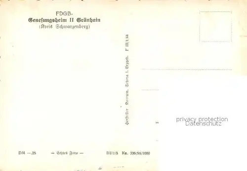 AK / Ansichtskarte Gruenhainichen_Erzgebirge FDGB Genesungsheim II Gruenhainichen Erzgebirge