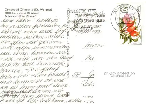 AK / Ansichtskarte Zinnowitz_Ostseebad FDGB Feriendienst Ferienheim Roter Oktober Zinnowitz_Ostseebad