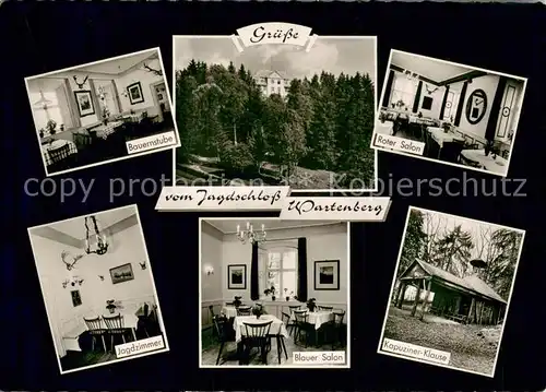 AK / Ansichtskarte Geisingen_Baden Restaurant Jagdschloss Wartenberg Bauernstube Roter Salon Jagdzimmer Blauer Salon Kapuziner Klause Geisingen_Baden