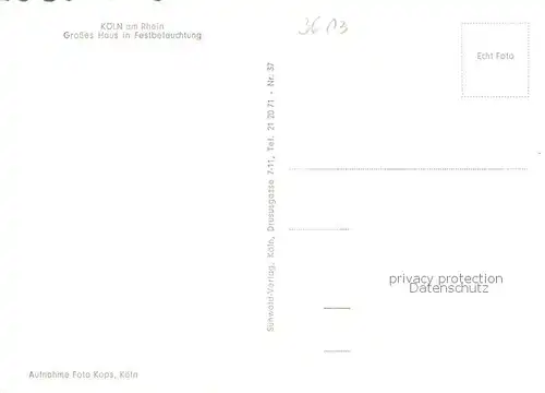 AK / Ansichtskarte Koeln__Rhein Grosses Haus in Festbeleuchtung 