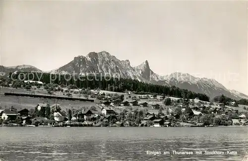 AK / Ansichtskarte Einigen Teilansicht m. Thunersee u. Stockhorn Kette Einigen