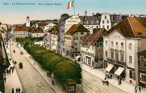 AK / Ansichtskarte La_Chaux de Fonds_NE Rue Leopold Robert Theatre 